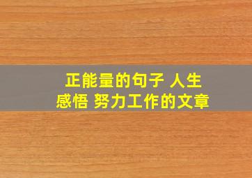 正能量的句子 人生感悟 努力工作的文章